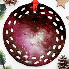 Nebula Red Round Filigree Ornament (two Sides) by snowwhitegirl