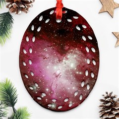 Nebula Red Oval Filigree Ornament (two Sides) by snowwhitegirl