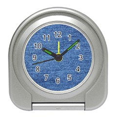 Blue Denim Travel Alarm Clock by snowwhitegirl