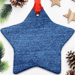 Blue Denim Star Ornament (two Sides) by snowwhitegirl