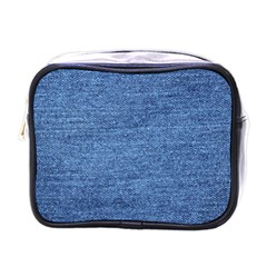 Blue Denim Mini Toiletries Bag (one Side) by snowwhitegirl