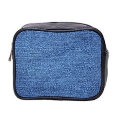 Blue Denim Mini Toiletries Bag (two Sides) by snowwhitegirl