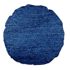 Blue Denim Large 18  Premium Round Cushions by snowwhitegirl