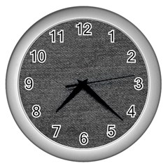 Black Denim Wall Clock (silver)