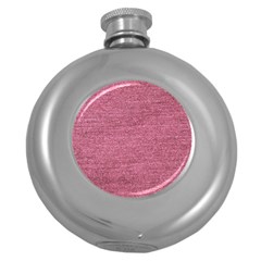 Pink  Denim Round Hip Flask (5 Oz) by snowwhitegirl