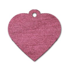 Pink  Denim Dog Tag Heart (two Sides) by snowwhitegirl