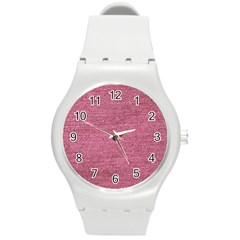 Pink  Denim Round Plastic Sport Watch (m) by snowwhitegirl