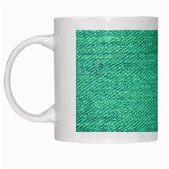 Green Denim White Mugs by snowwhitegirl