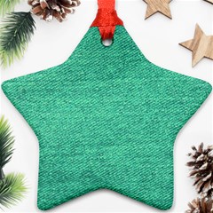 Green Denim Star Ornament (two Sides) by snowwhitegirl