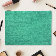 Green Denim Cosmetic Bag (xl) by snowwhitegirl