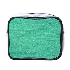 Green Denim Mini Toiletries Bag (one Side) by snowwhitegirl