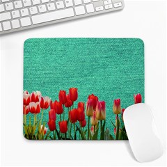 Green Denim Flowers Large Mousepads by snowwhitegirl