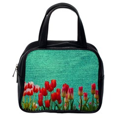 Green Denim Flowers Classic Handbag (one Side) by snowwhitegirl