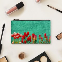 Green Denim Flowers Cosmetic Bag (small) by snowwhitegirl