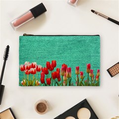 Green Denim Flowers Cosmetic Bag (medium) by snowwhitegirl