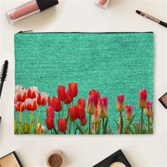 Green Denim Flowers Cosmetic Bag (xl) by snowwhitegirl