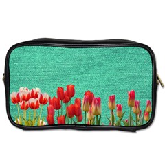 Green Denim Flowers Toiletries Bag (one Side) by snowwhitegirl