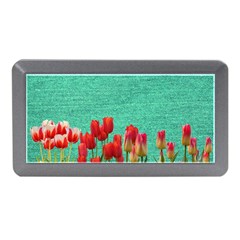 Green Denim Flowers Memory Card Reader (mini) by snowwhitegirl