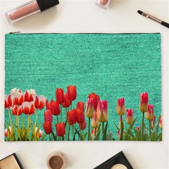 Green Denim Flowers Cosmetic Bag (xxl) by snowwhitegirl