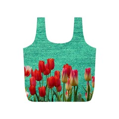 Green Denim Flowers Full Print Recycle Bag (s) by snowwhitegirl