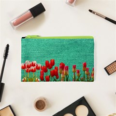 Green Denim Flowers Cosmetic Bag (xs) by snowwhitegirl