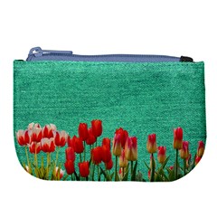 Green Denim Flowers Large Coin Purse by snowwhitegirl