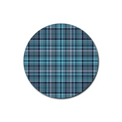 Teal Plaid Rubber Coaster (round)  by snowwhitegirl