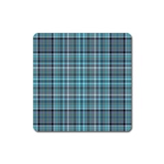 Teal Plaid Square Magnet