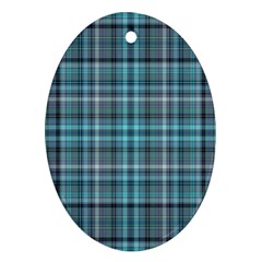 Teal Plaid Oval Ornament (two Sides) by snowwhitegirl