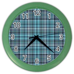 Teal Plaid Color Wall Clock by snowwhitegirl