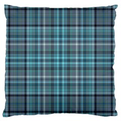 Teal Plaid Large Cushion Case (one Side) by snowwhitegirl