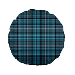 Teal Plaid Standard 15  Premium Round Cushions by snowwhitegirl