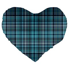 Teal Plaid Large 19  Premium Flano Heart Shape Cushions by snowwhitegirl