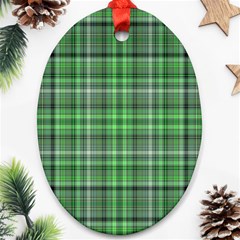 Green Plaid Oval Ornament (two Sides) by snowwhitegirl