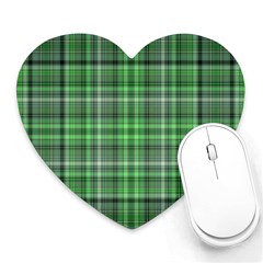 Green Plaid Heart Mousepads by snowwhitegirl