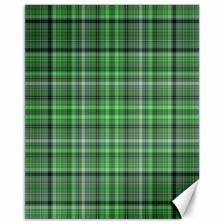 Green Plaid Canvas 11  x 14  