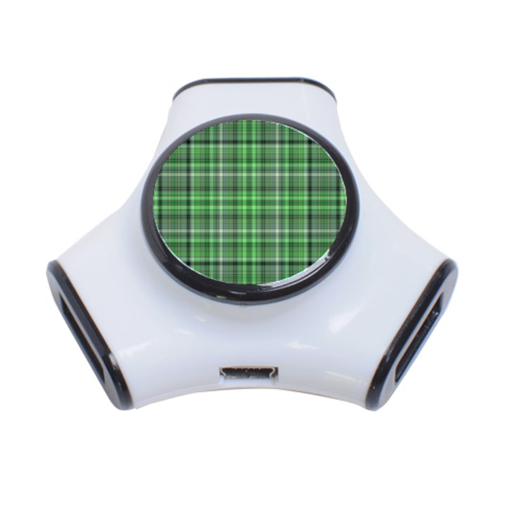 Green Plaid 3-Port USB Hub