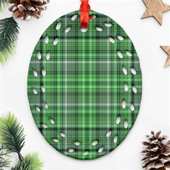 Green Plaid Oval Filigree Ornament (two Sides) by snowwhitegirl