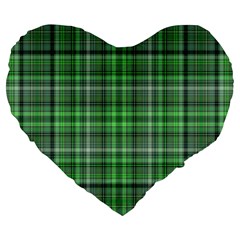 Green Plaid Large 19  Premium Heart Shape Cushions by snowwhitegirl