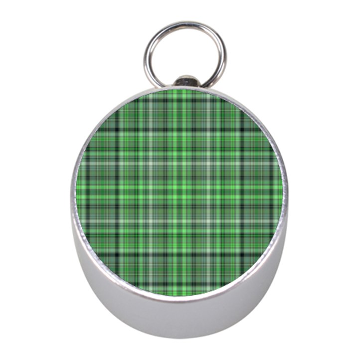 Green Plaid Mini Silver Compasses