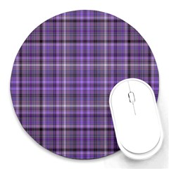 Purple  Plaid Round Mousepads by snowwhitegirl