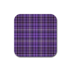 Purple  Plaid Rubber Square Coaster (4 Pack)  by snowwhitegirl