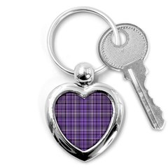 Purple  Plaid Key Chains (heart)  by snowwhitegirl