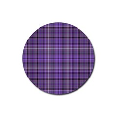 Purple  Plaid Rubber Coaster (round)  by snowwhitegirl