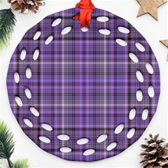 Purple  Plaid Round Filigree Ornament (two Sides) by snowwhitegirl