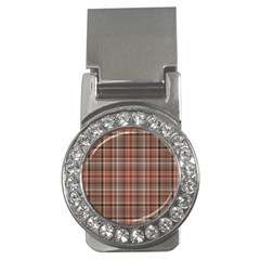 Peach  Plaid Money Clips (cz) 