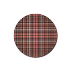 Peach  Plaid Rubber Round Coaster (4 Pack)  by snowwhitegirl