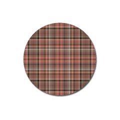 Peach  Plaid Magnet 3  (round)