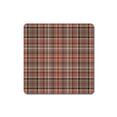 Peach  Plaid Square Magnet by snowwhitegirl