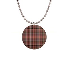 Peach  Plaid Button Necklaces by snowwhitegirl